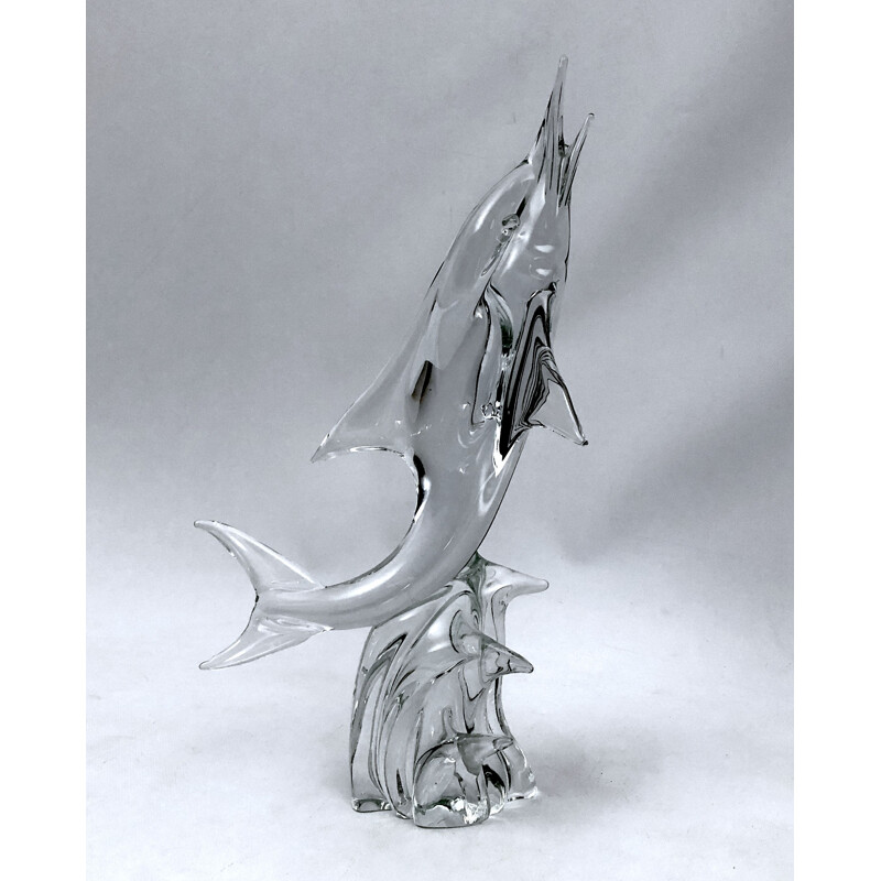 Mid-century Murano glass Dolphin sculpture by Licio Zanetti, 1960