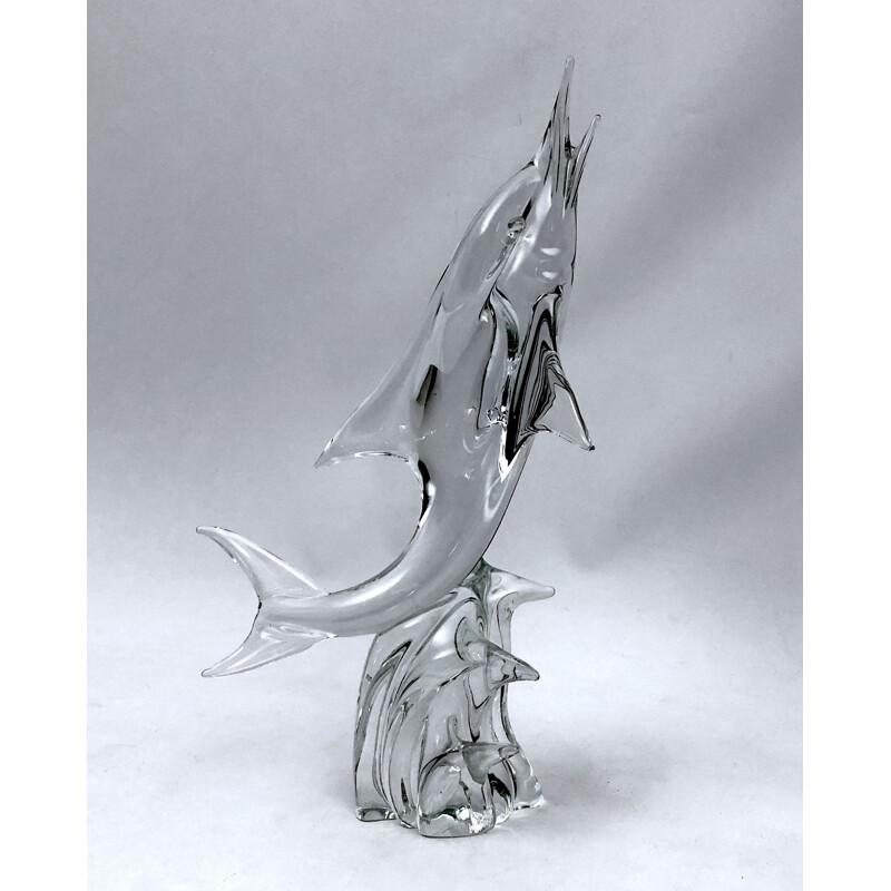Sculpture de dauphin vintage en verre de Murano par Licio Zanetti, 1960