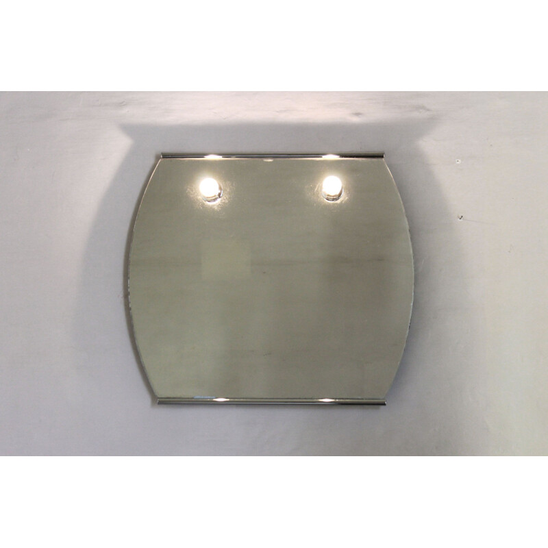 Vintage bathroom wall mirror with two lights spots, 1960s