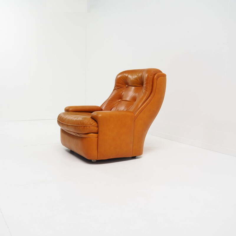 Fauteuil lounge vintage en cuir par Michel Cadestin pour Airborne, 1970