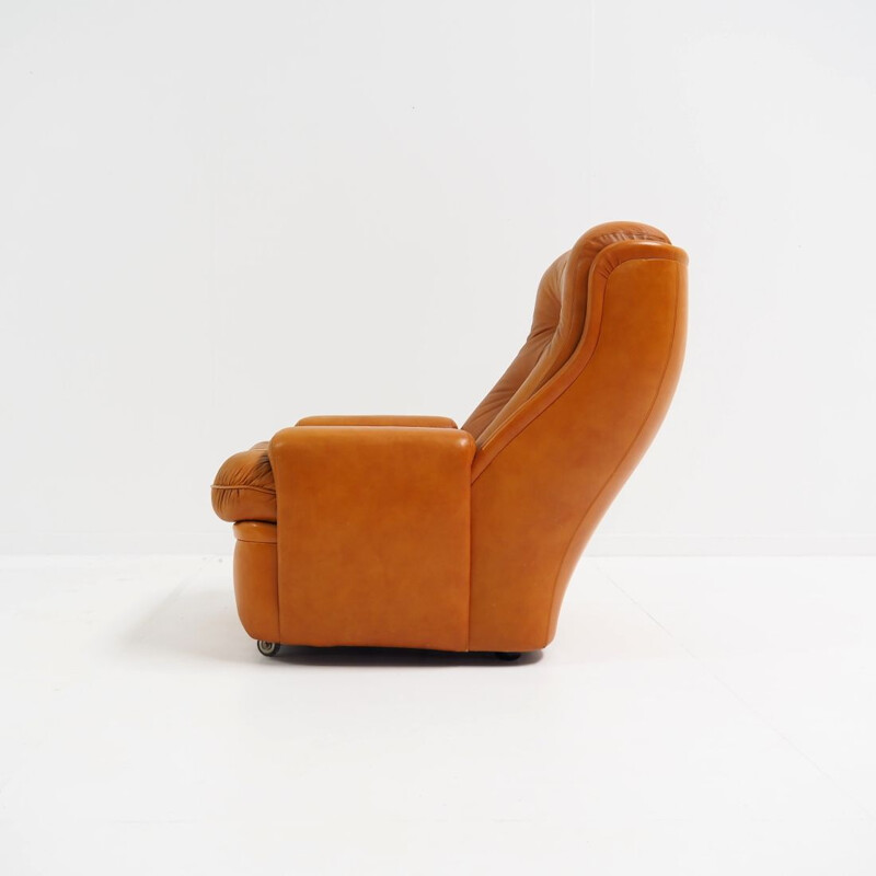 Cadeira de couro Vintage lounge por Michel Cadestin para a Airborne, 1970