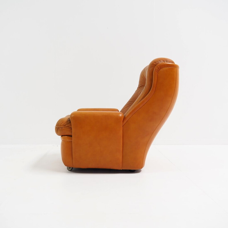 Vintage lederen lounge stoel van Michel Cadestin voor Airborne, 1970