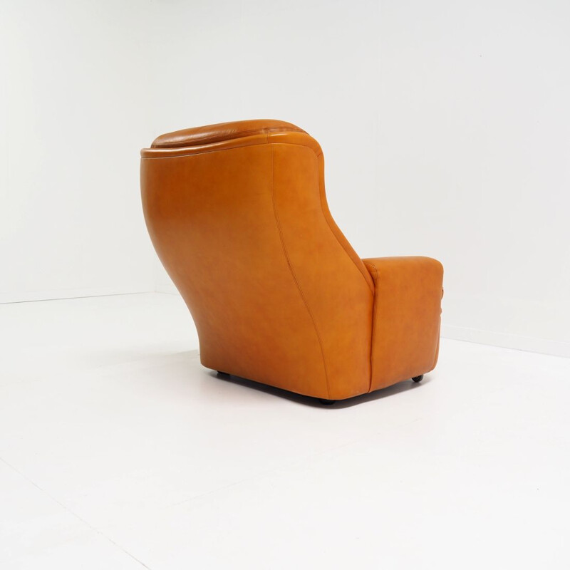 Vintage lederen lounge stoel van Michel Cadestin voor Airborne, 1970