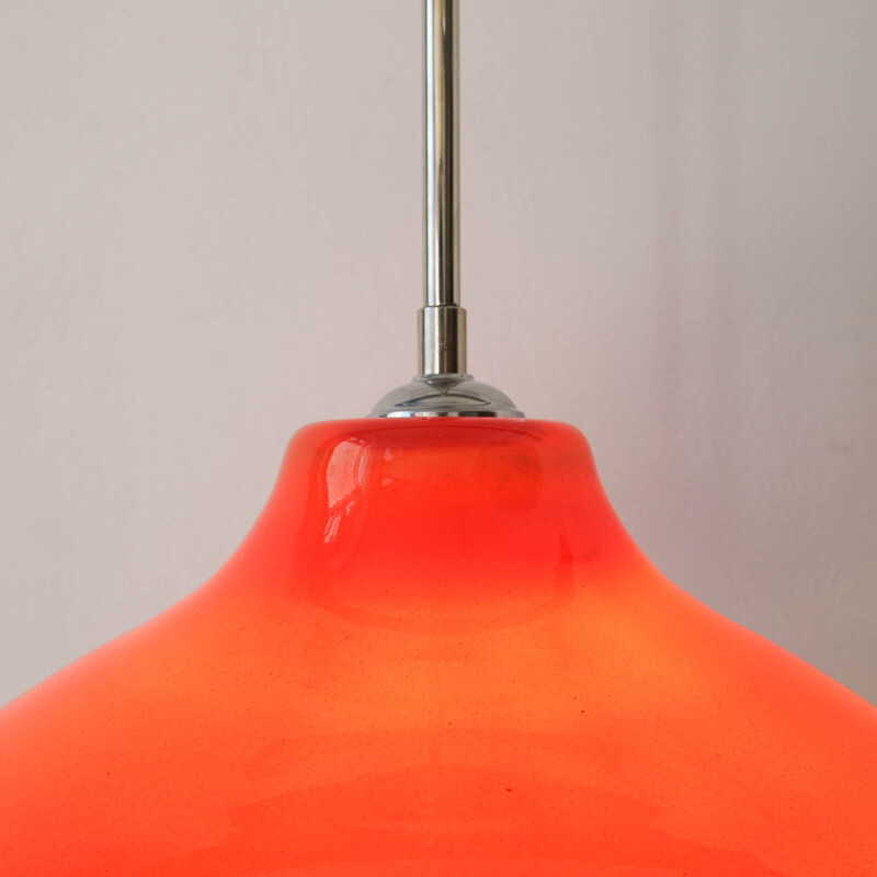 Lámpara de suspensión vintage de vidrio naranja de Marinha Grande, Portugal 1960