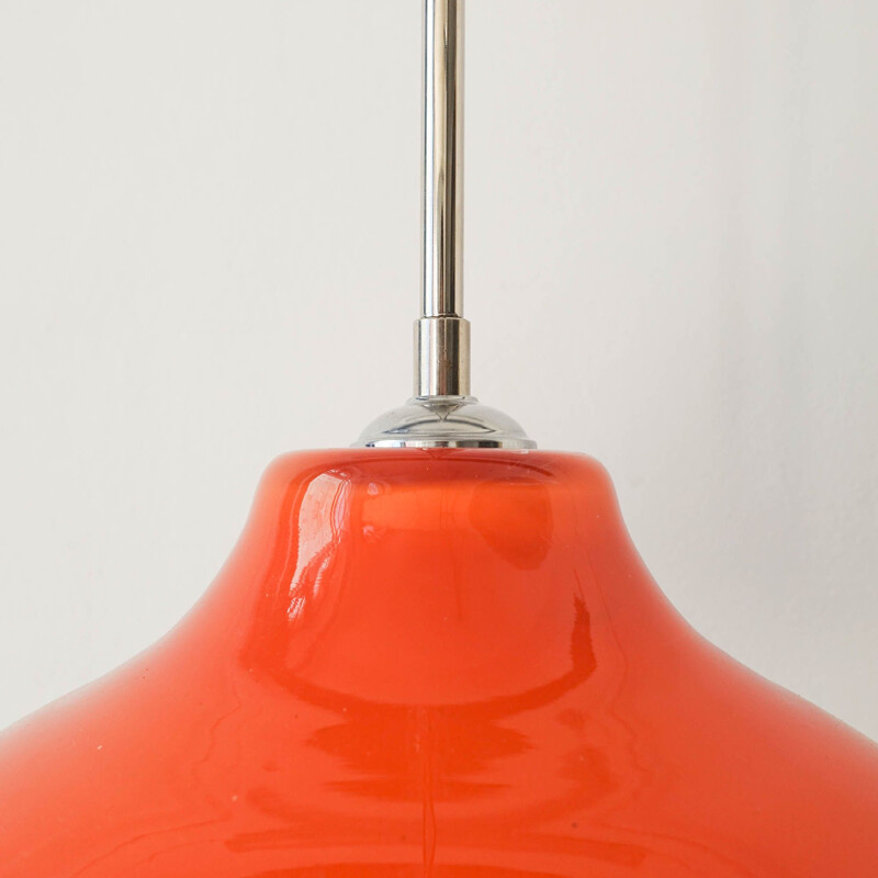 Vintage orange glass pendant lamp by Marinha Grande, Portugal 1960