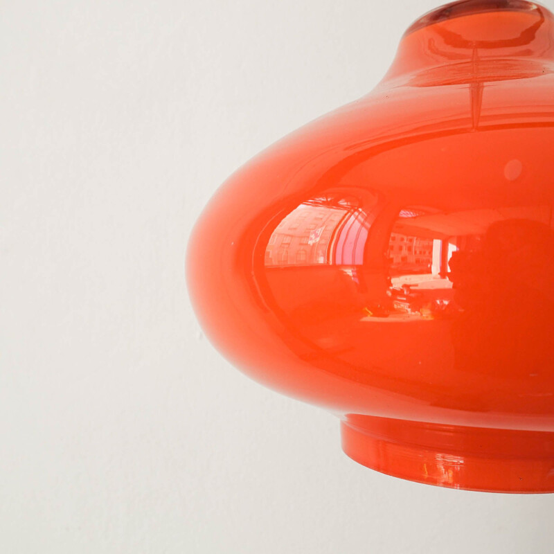 Vintage orange glass pendant lamp by Marinha Grande, Portugal 1960