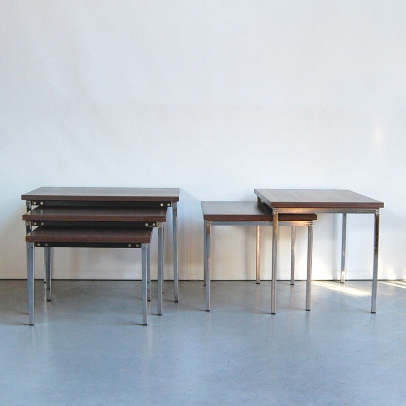 Florence" vintage nesting tables de Pierre Guariche para Meurop, 1960