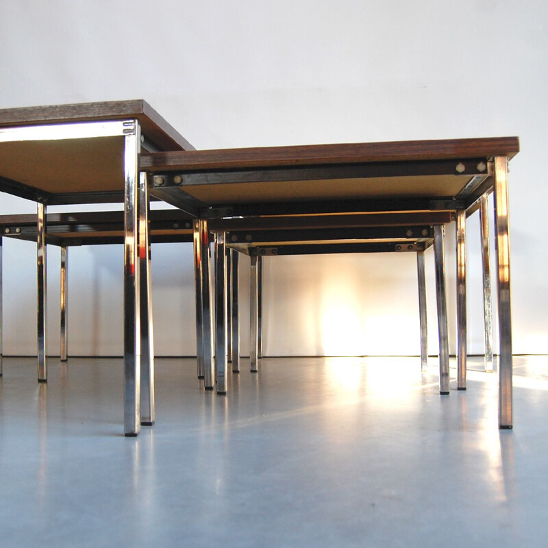 Florence" vintage nesting tables de Pierre Guariche para Meurop, 1960