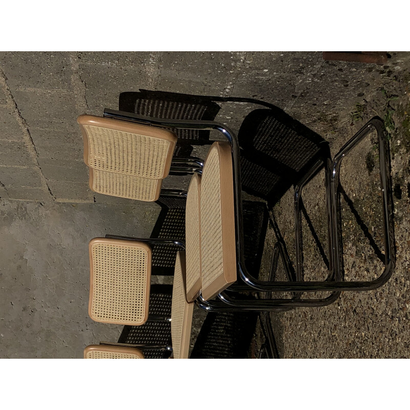 Set of 4 vintage b32 cesca beechwood chairs by Marcel Breuer, Italy