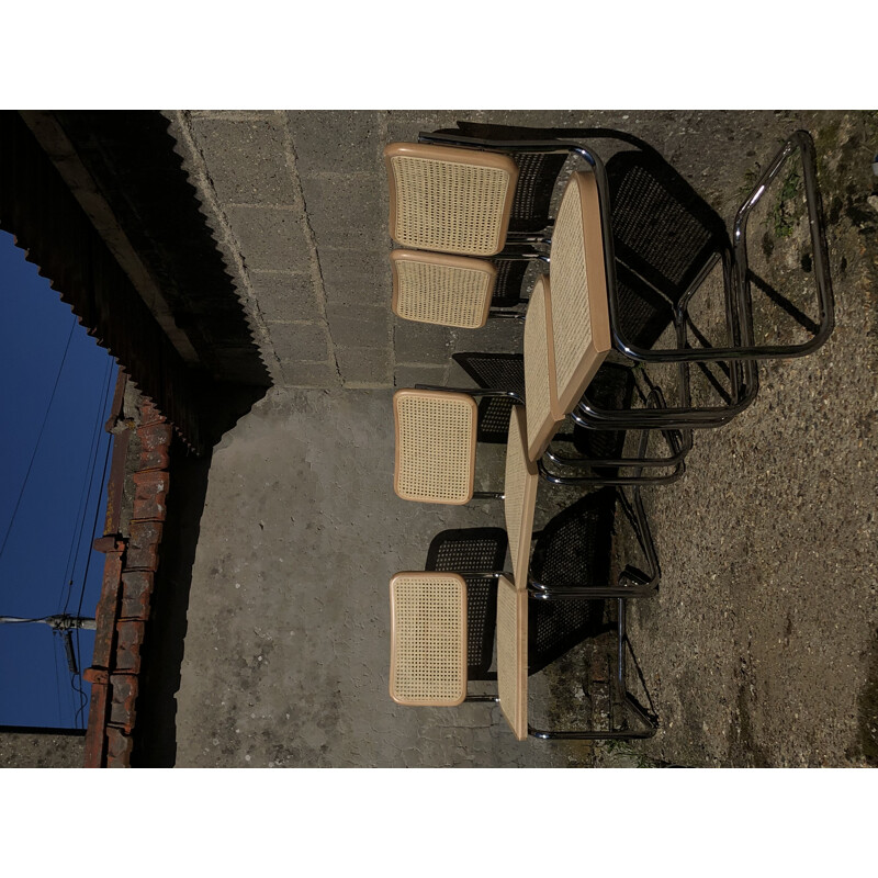 Set of 4 vintage b32 cesca beechwood chairs by Marcel Breuer, Italy