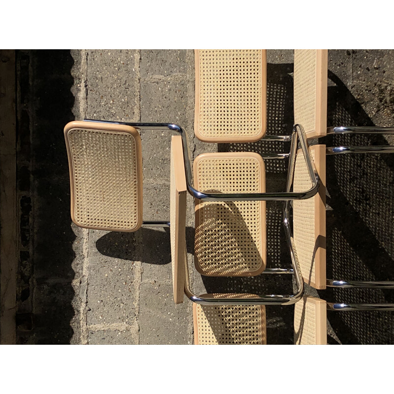 Set of 4 vintage b32 cesca beechwood chairs by Marcel Breuer, Italy