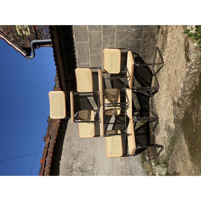 Set of 6 vintage b32 cesca beechwood chairs by Marcel Breuer, Italy