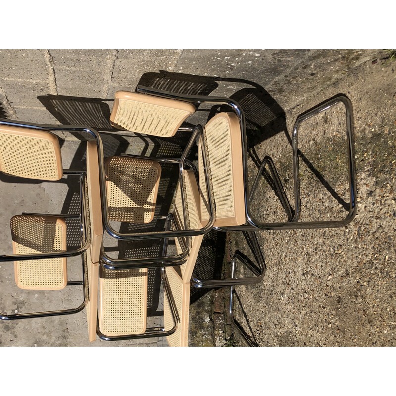 Set of 6 vintage b32 cesca beechwood chairs by Marcel Breuer, Italy
