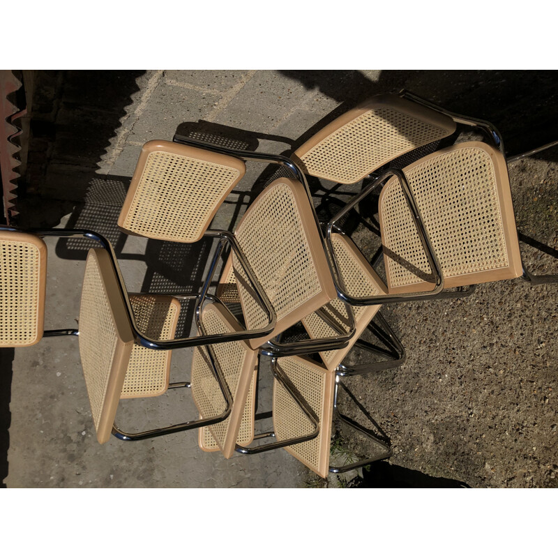 Juego de 6 sillas vintage de madera de haya b32 cesca de Marcel Breuer, Italia