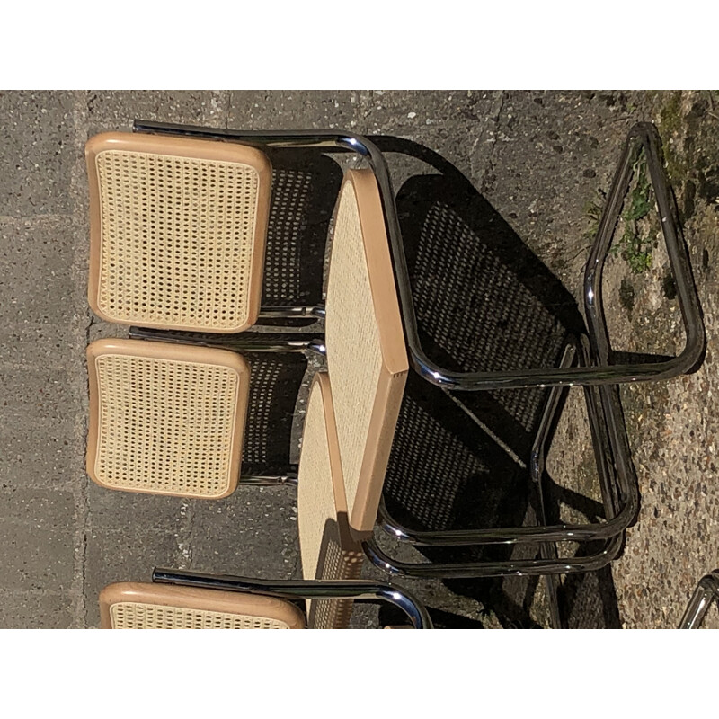 Ensemble de 6 chaises vintage b32 cesca en hêtre par Marcel Breuer, Italie