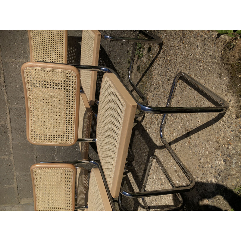 Set of 6 vintage b32 cesca beechwood chairs by Marcel Breuer, Italy