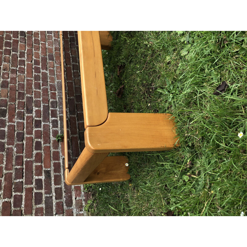 Vintage elm and glass coffee table, 1970