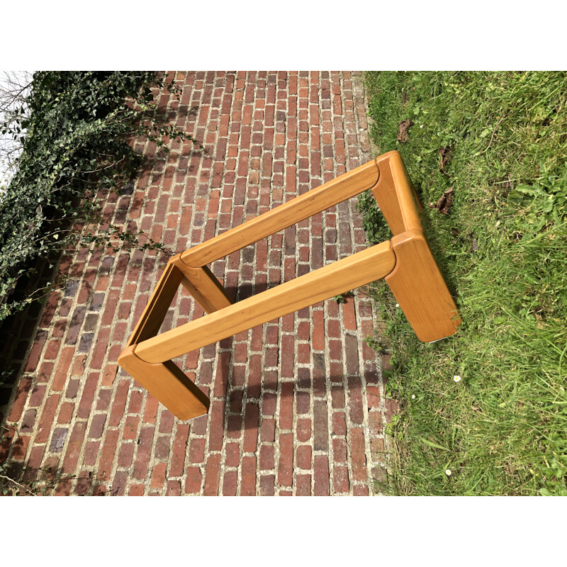 Vintage elm and glass coffee table, 1970