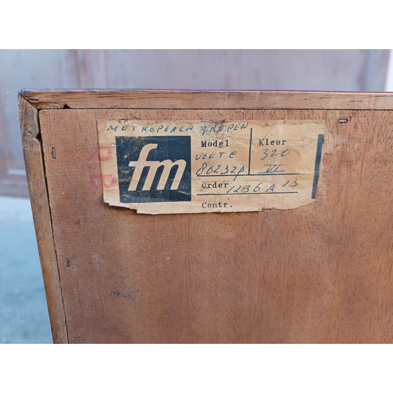 Console vintage à 3 tiroirs en bois exotique, 1960