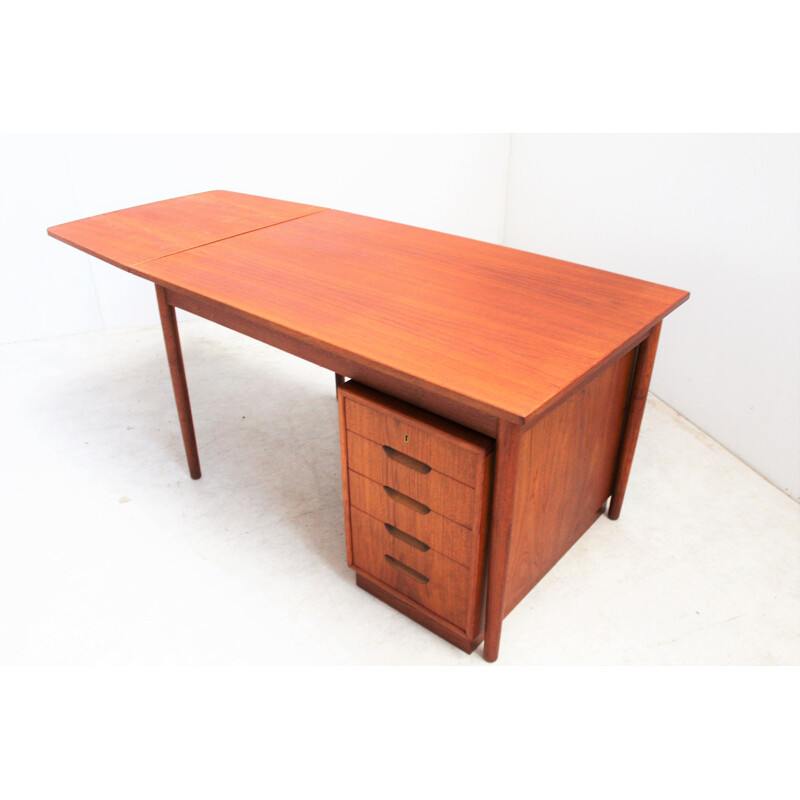 Scrivania scandinava vintage in teak di Hans Olsen