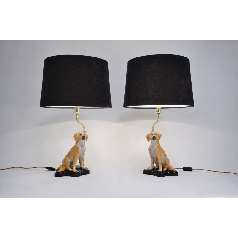 Pair of Italian vintage table lamps in ceramic, 1980s