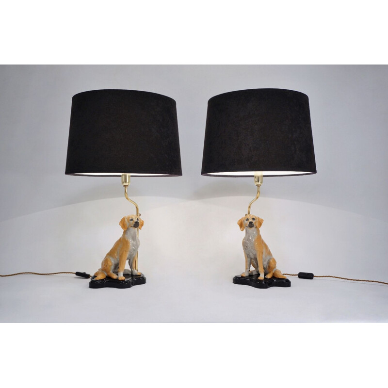Paire de lampes de table italiennes vintage en céramique, 1980