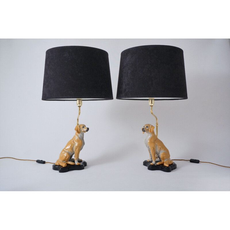 Pair of Italian vintage table lamps in ceramic, 1980s