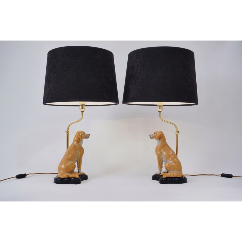 Pair of Italian vintage table lamps in ceramic, 1980s
