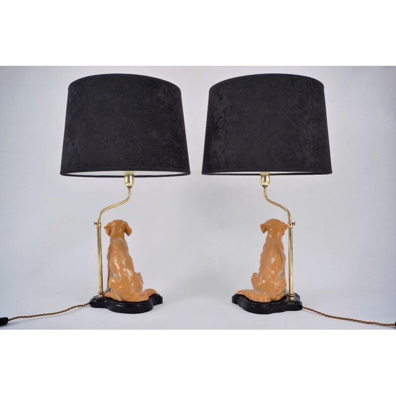 Pair of Italian vintage table lamps in ceramic, 1980s