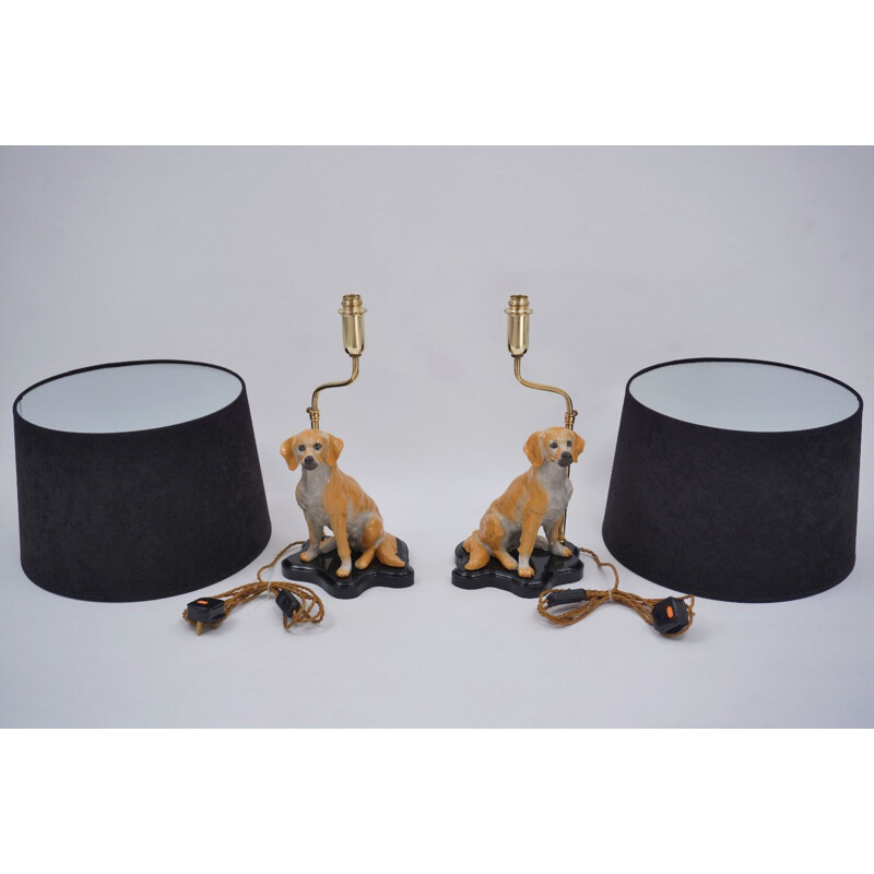 Pair of Italian vintage table lamps in ceramic, 1980s