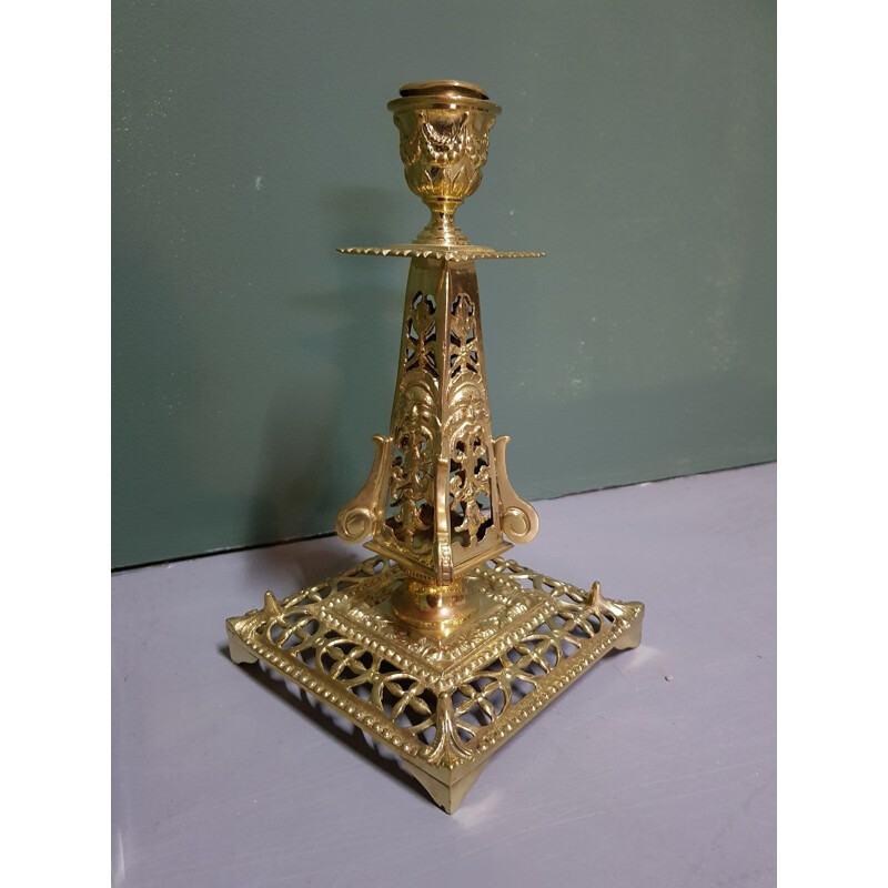 Pair of mid century French brass candlesticks