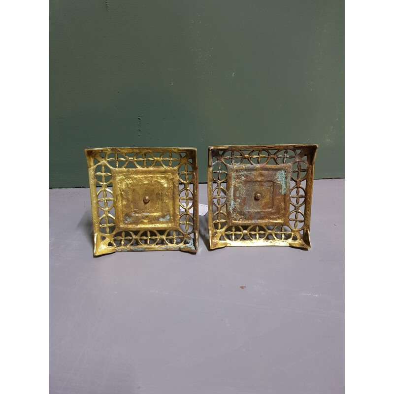 Pair of mid century French brass candlesticks