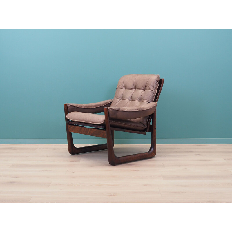 Leather vintage Danish armchair by Genega Møbler, 1960s