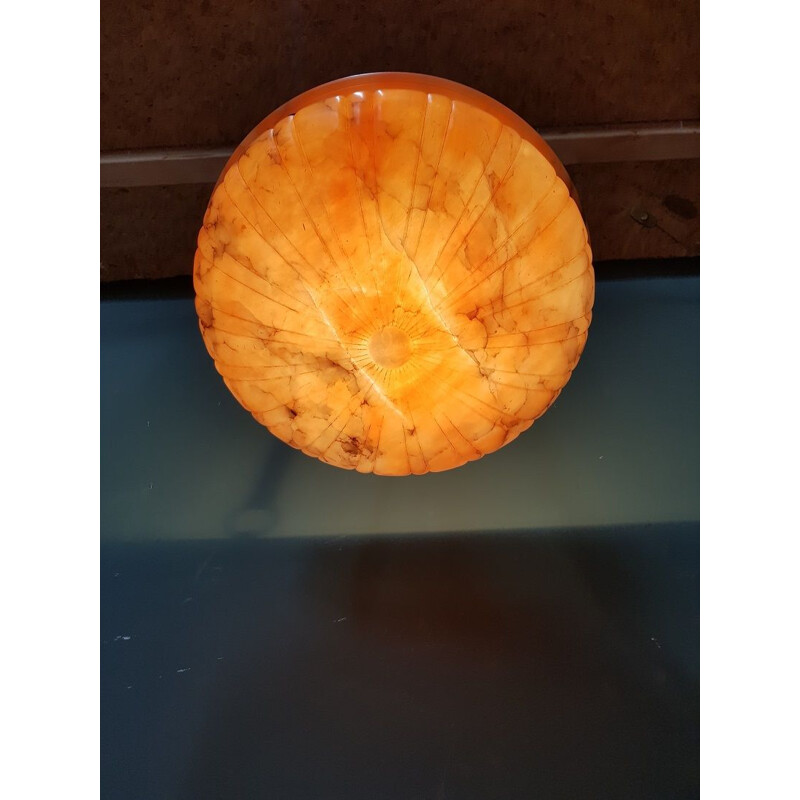 Suspension vintage lobée en albâtre orange