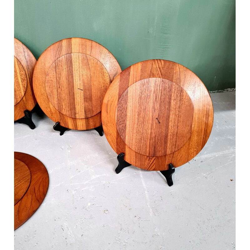 Set di 6 piatti vintage in teak di Esa, Danimarca 1960