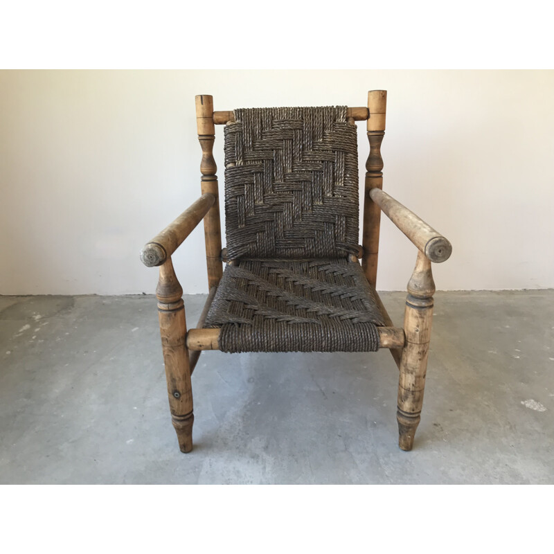 Vintage rope armchair by Audoux Minet