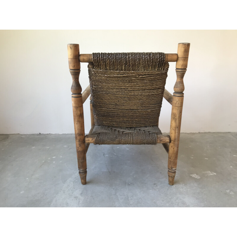 Vintage rope armchair by Audoux Minet