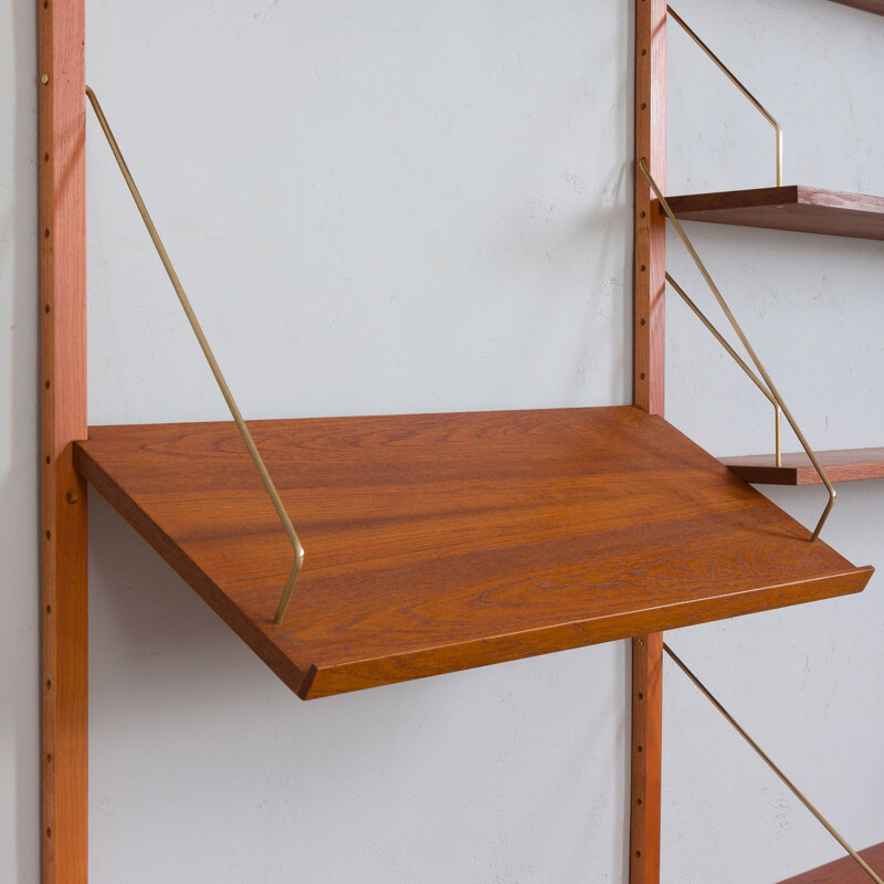 Danish vintage teak wall unit with sliding doors by Cadovius, 1960s