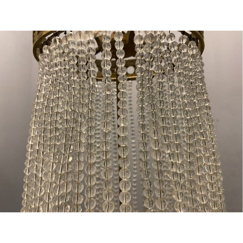 Vintage Murano glass crystal beaded chandelier, 1950s