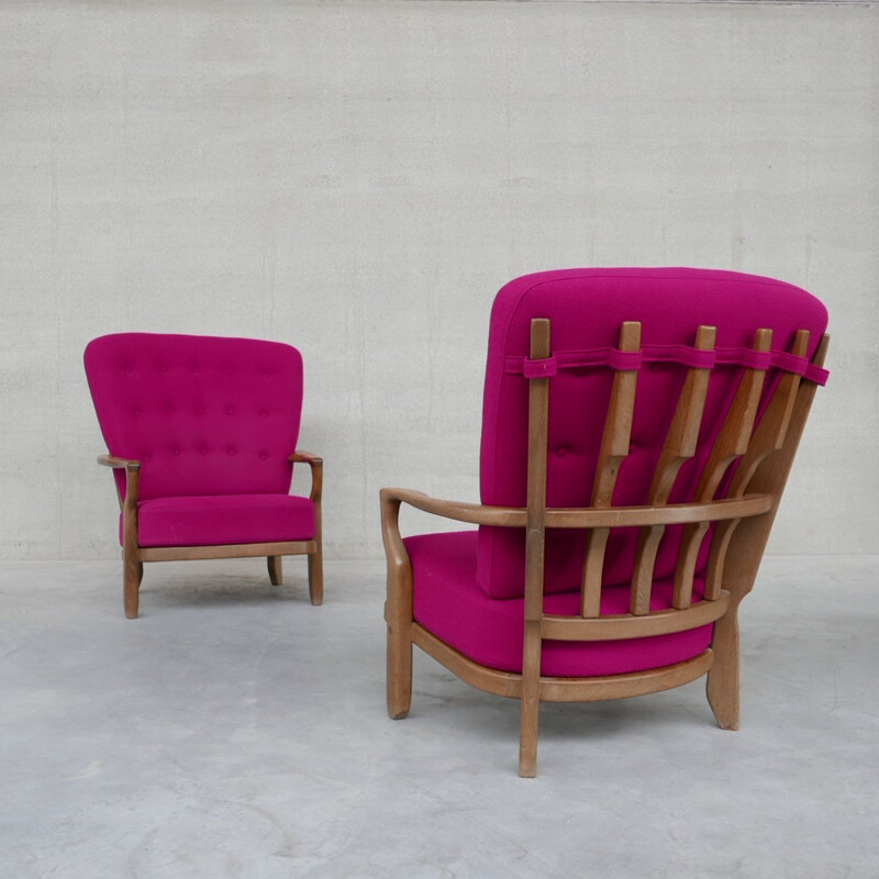 Pair of vintage "Romeo" French armchairs by Guillerme et Chambron, 1960s