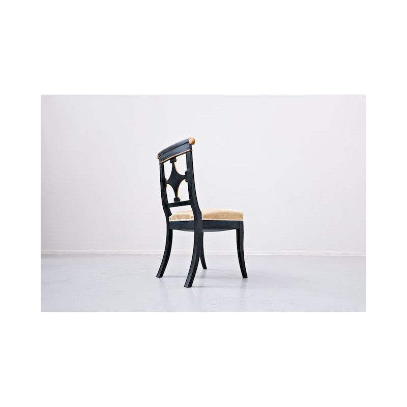 Ensemble de 8 chaises vintage noir et or, Belgique