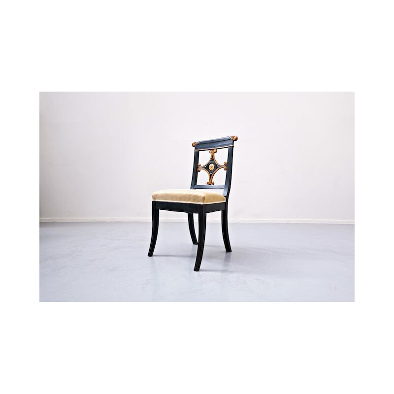 Set aus 8 Vintage-Stühlen in Schwarz und Gold, Belgien