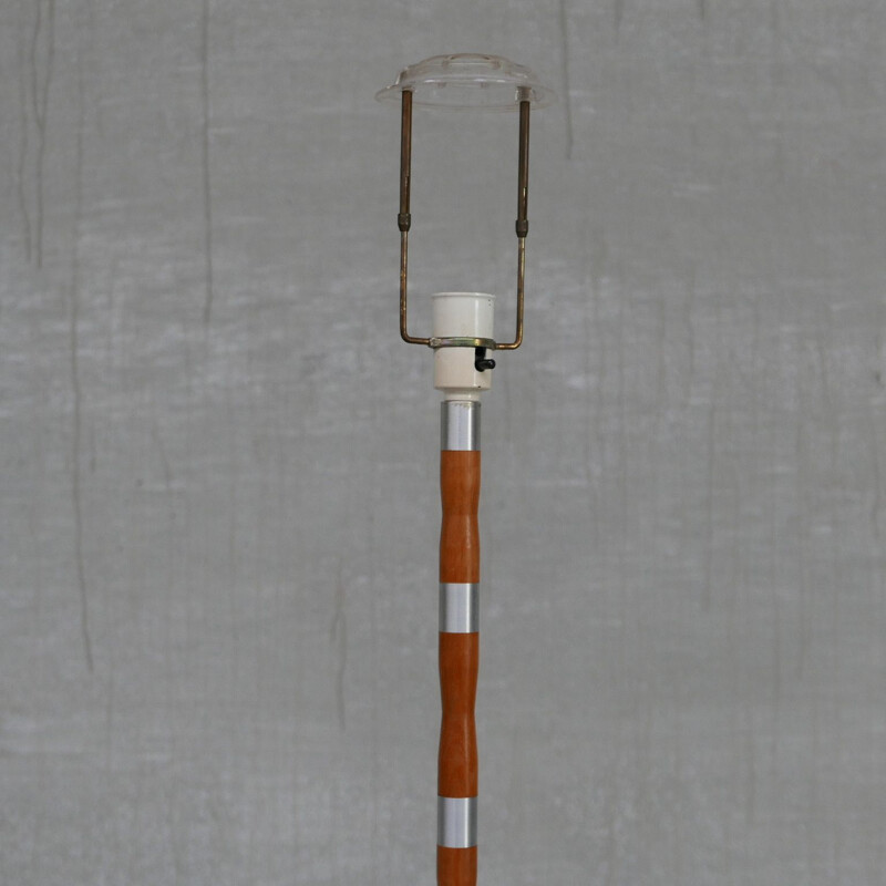 Vintage metal and wood floor lamp, Denmark 1970