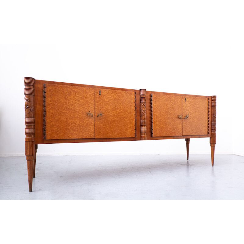 Vintage Italian wooden sideboard with four doors by Pier Luigi Colli, 1940s