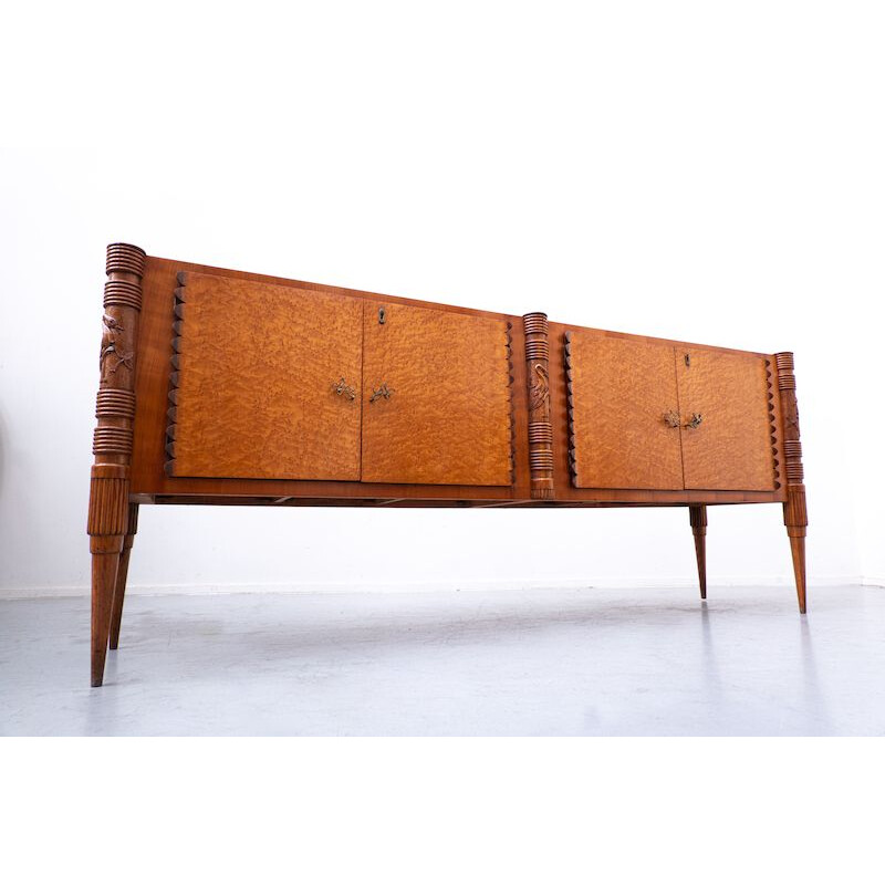 Vintage Italian wooden sideboard with four doors by Pier Luigi Colli, 1940s