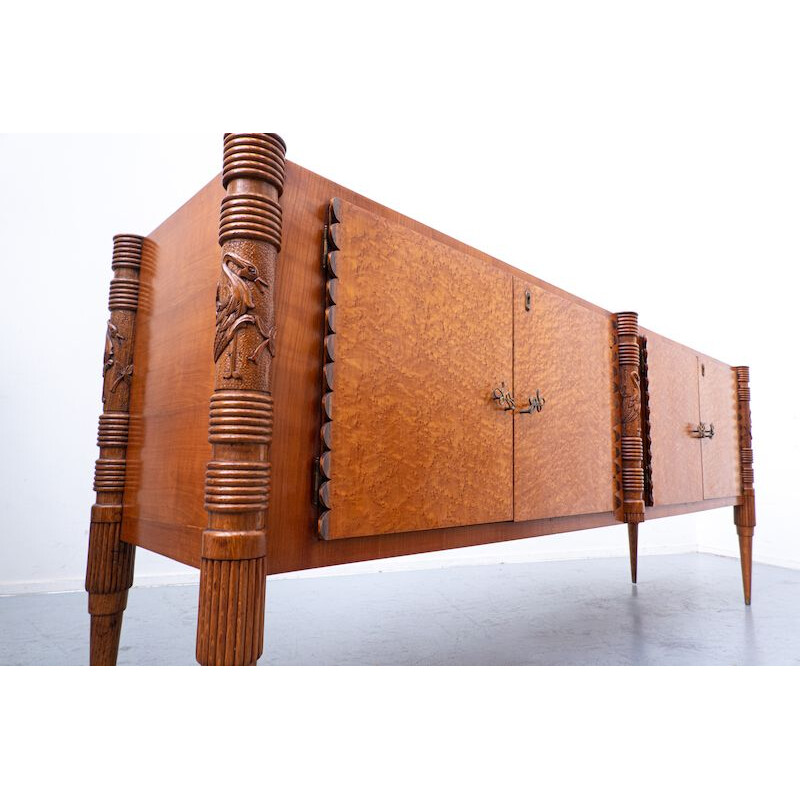 Vintage Italian wooden sideboard with four doors by Pier Luigi Colli, 1940s