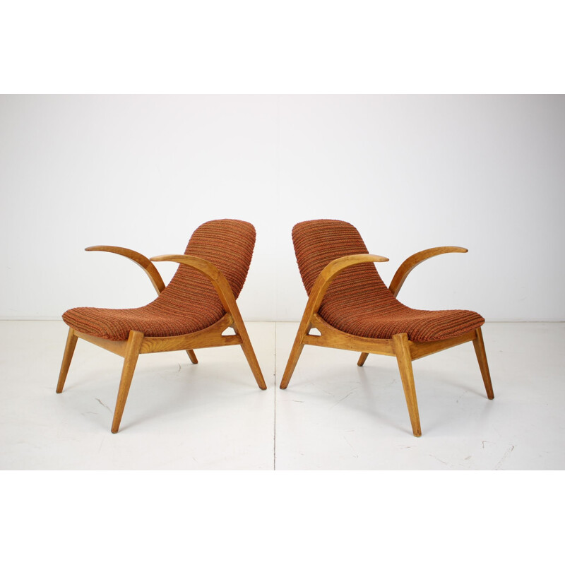 Pair of vintage Art-Deco armchairs by Jan Vaněk for Krásná Jizba, Czechoslovakia 1930s