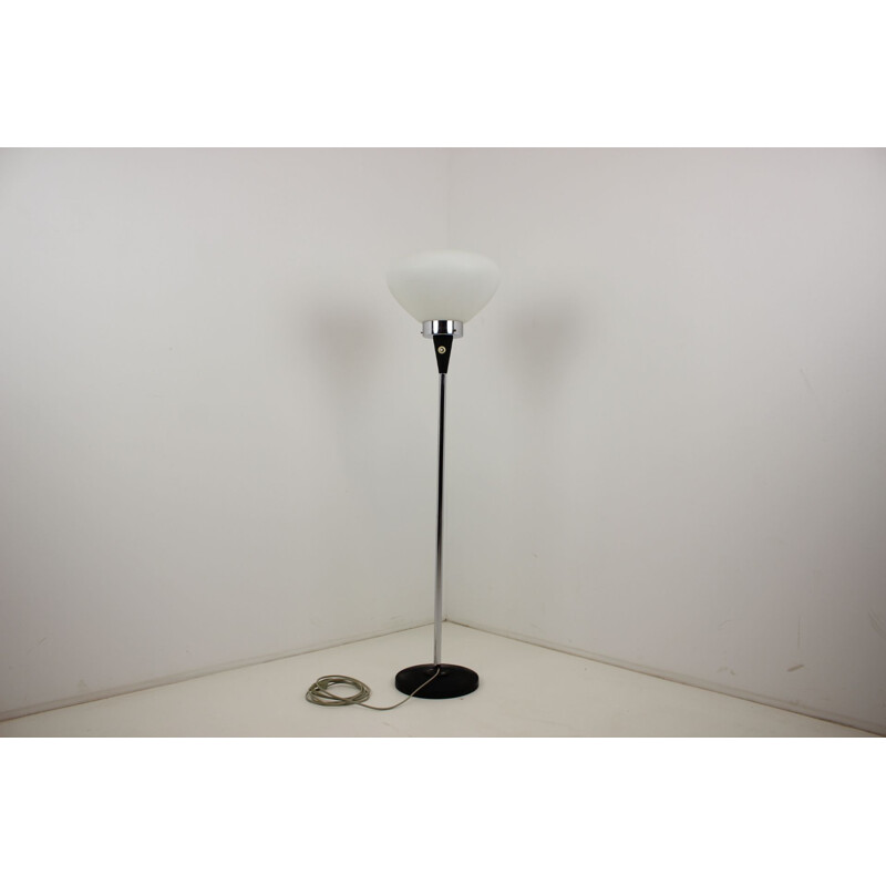 Vintage wood and glass floor lamp by Lidokov, Czechoslovakia 1970