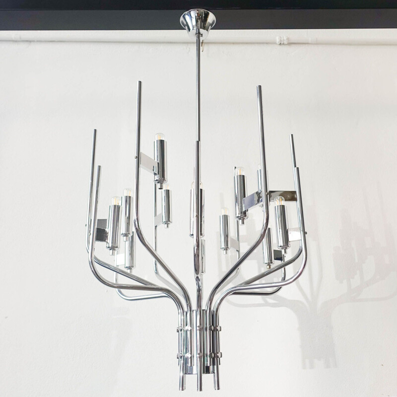 Candelabro Cromado Italiano Vintage de Gaetano Sciolari, 1970