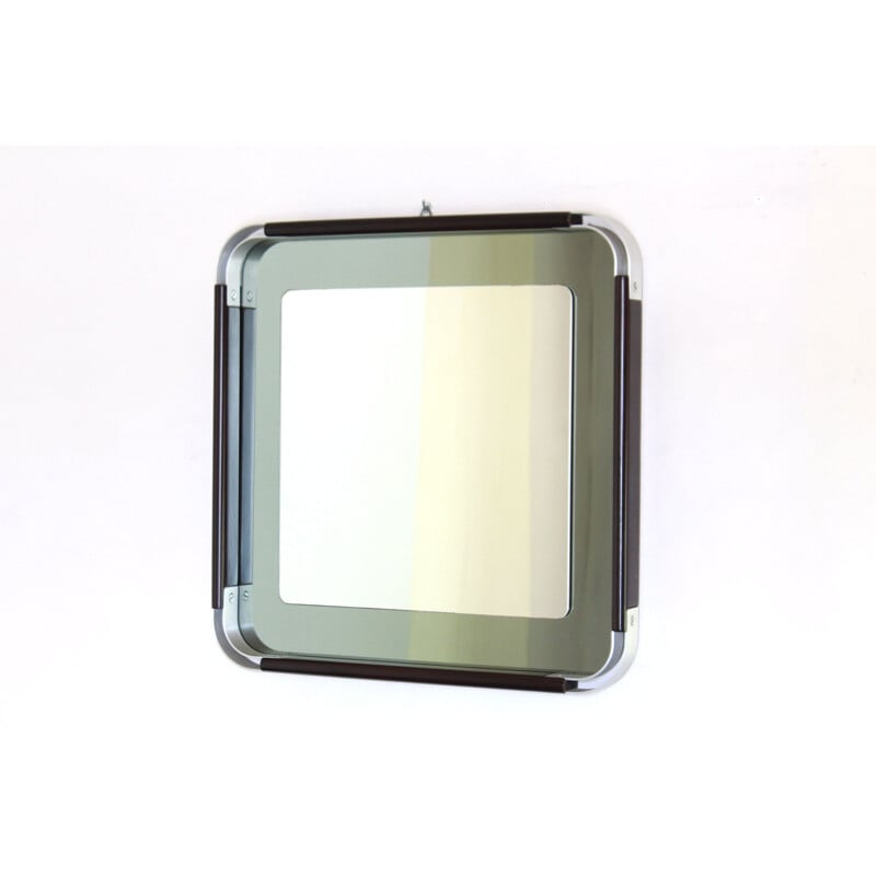 Vintage square mirror with chromed and bakelite frame, 1970s